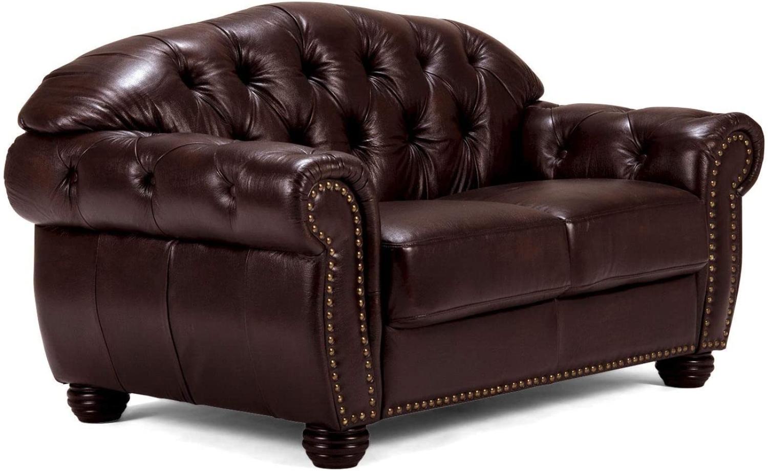 Sofa Chesterfield Hereford 2-Sitzer Echtleder braun Bild 1