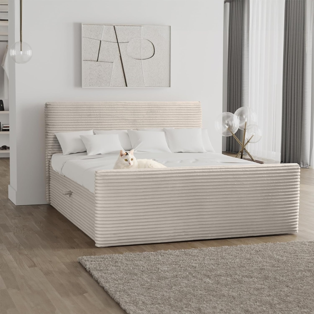 Kaiser Möbel Boxspringbett Boxspringbett mit bettkasten und topper TRENTO stoff Plüsch Cord, mit Topper mit Bettkasten Bild 1