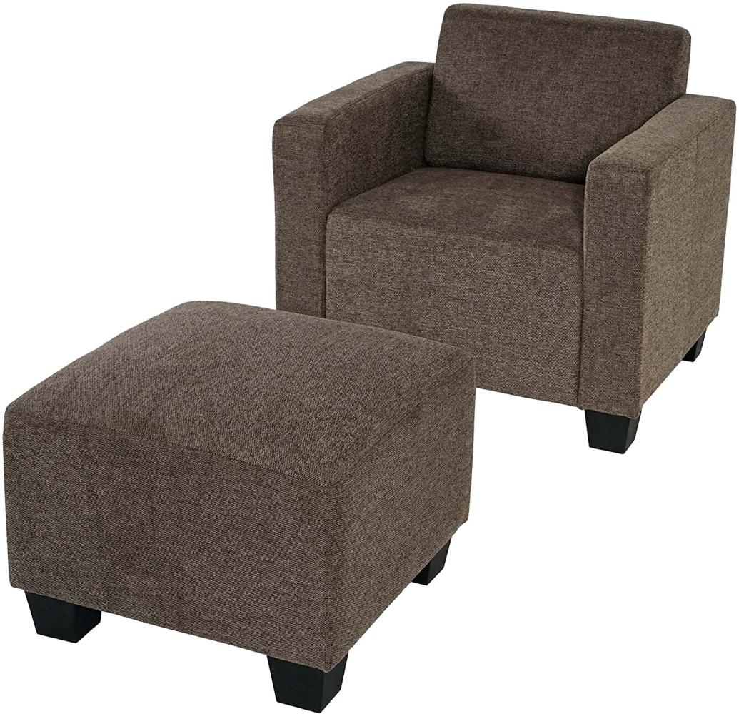 Modular Sessel Loungesessel mit Ottomane Lyon, Stoff/Textil ~ braun Bild 1