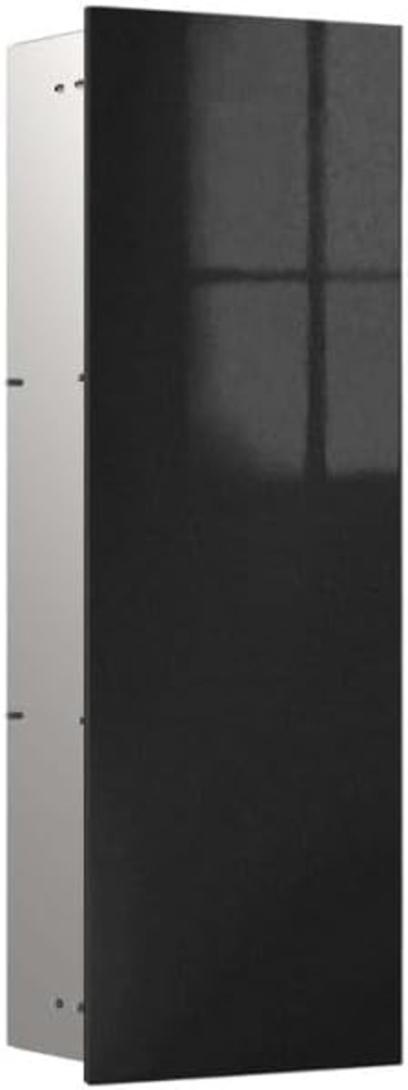 emco asis Pure Badschrank mit Glasfront I Einbauschrank Unterputz für modernes Bad in schwarz mit Türanschlag Links Bild 1