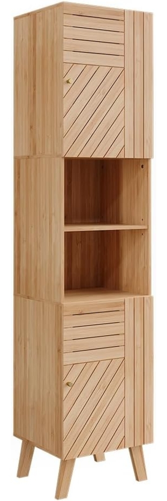 Badschrank Lucie Bambus 40 x 177 cm mit 2 Türen Vicco Bild 1