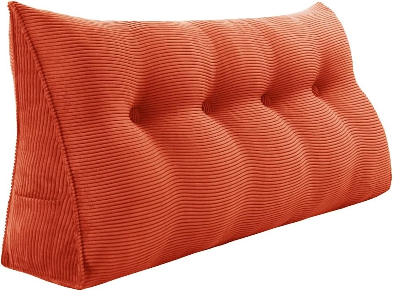 VERCART Großes Keilkissen, Langes Lesekissen, Bettruhe Rückenkissen, Dreieckiges Liegekissen, Dekoratives Kopfteilkissen für Tagesbett oder Tiefes Sofa, Cord Orange, 140cm Bild 1