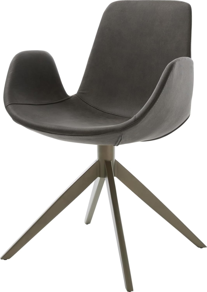Drehstuhl Ilia-Flex mit Armlehnen Mikrofaser Anthrazit Vintage Kreuzgestell breit Effektfinish Titan 360° drehbar Bild 1