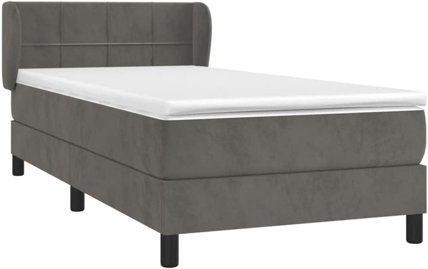 vidaXL Boxspringbett mit Matratze Dunkelgrau 90x190 cm Samt 3127464 Bild 1