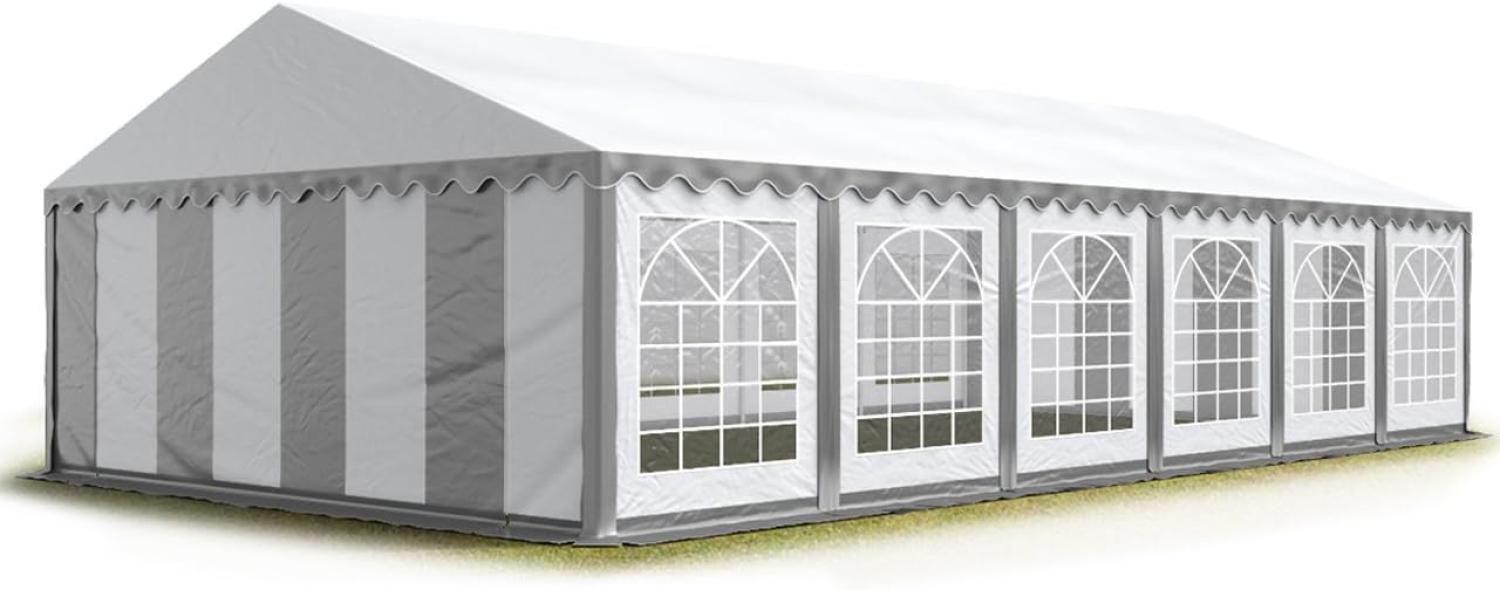 TOOLPORT Partyzelt Festzelt 6x12 m Garten-PavillonZelt ca. 500g-m² PVC Plane in grau-weiß Wasserdicht Bild 1