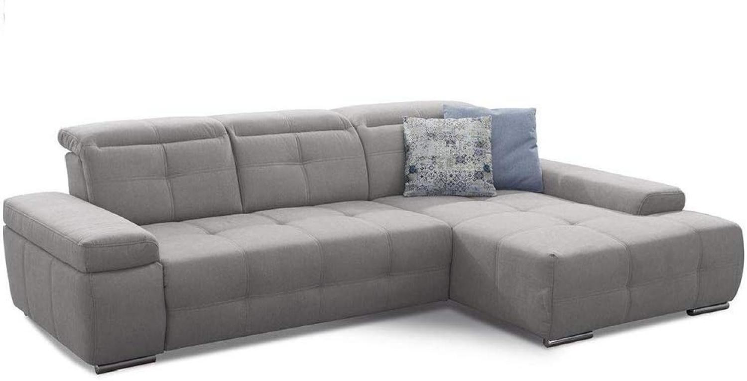 Cavadore Ecksofa Mistrel mit verstellbaren Kopfteilen, L-Form Sofa mit leichter Fleckentfernung dank Soft Clean, geeignet für Haushalte mit Kindern, Haustieren, 273 x 77 x 173, hellgrau Bild 1