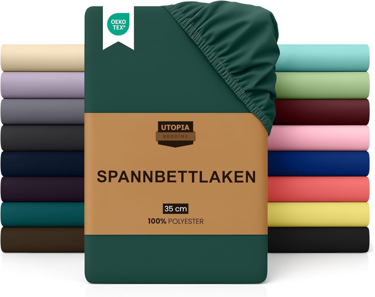 Utopia Bedding - Spannbettlaken 160x200 cm - Grün - Gebürstete Polyester-Mikrofaser Spannbetttuch - 35 cm Tiefe Tasche Bild 1