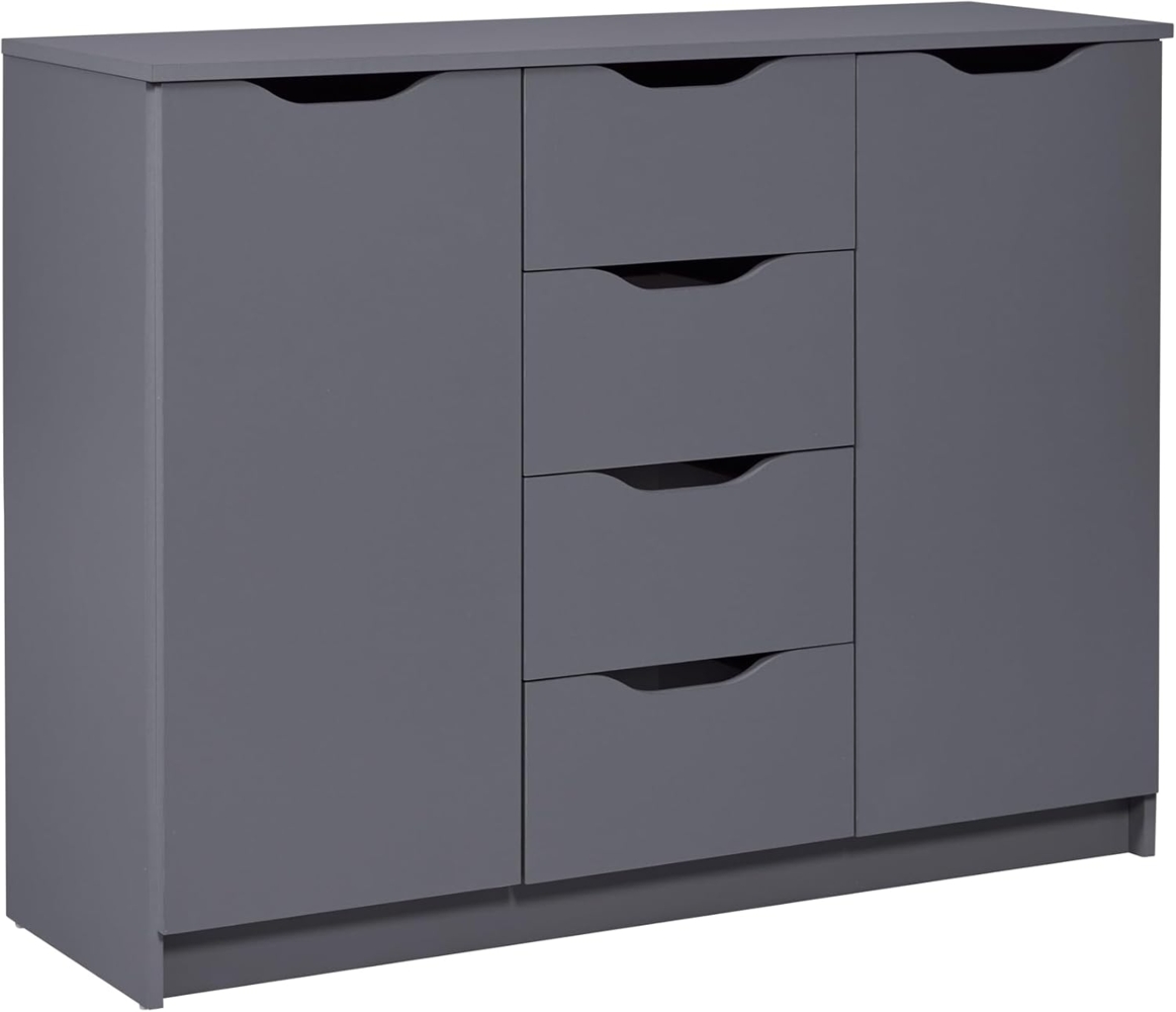 Kommode mit Schubladen | Sideboard | Schubladenschrank | Für Schlafzimmer, Wohnzimmer, Badezimmer | Grau | Bietet viel Stauraum | Holzwerkstoff | Robust | Pflegeleicht | Silenzia 2T4S Bild 1