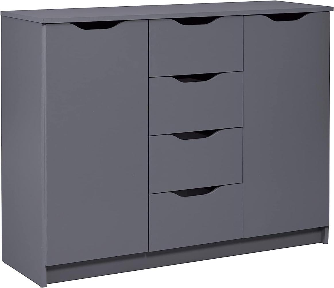 Kommode mit Schubladen | Sideboard | Schubladenschrank | Für Schlafzimmer, Wohnzimmer, Badezimmer | Grau | Bietet viel Stauraum | Holzwerkstoff | Robust | Pflegeleicht | Silenzia 2T4S Bild 1