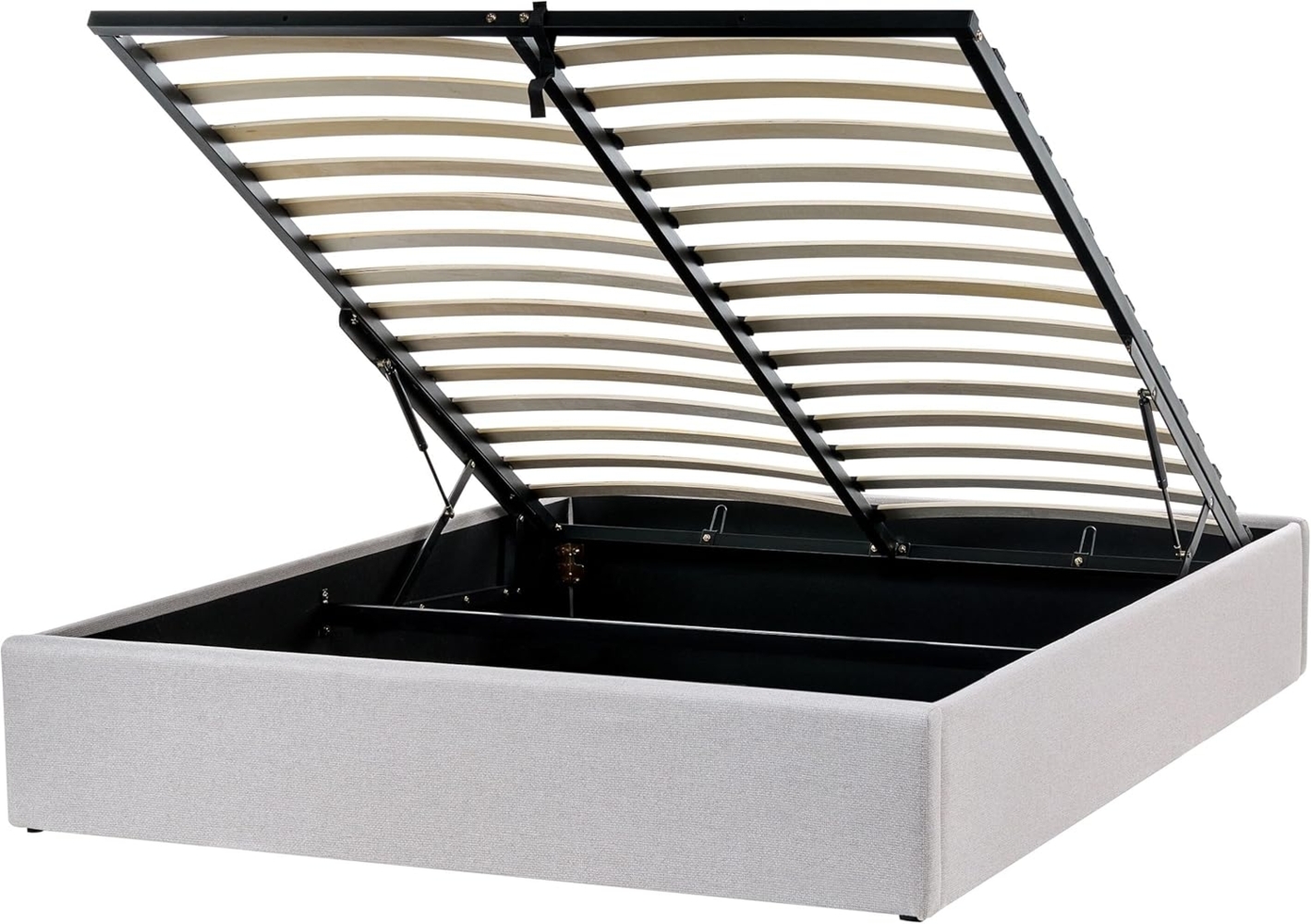 Bett mit Stauraum DINAN 140 x 200 cm Stoff Hellgrau Bild 1
