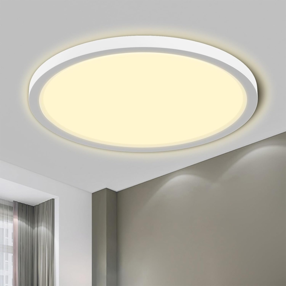 LQWELL® Deckenleuchte LED Deckenlampe, 1,6CM Ultradünn Rund Flach IP44 Wasserfest Badlampe 24W 3000K 2500LM Modern für Wohnzimmer Badezimmer Schlafzimmer Küche Balkon Keller Büro, 300 * 16mm Bild 1