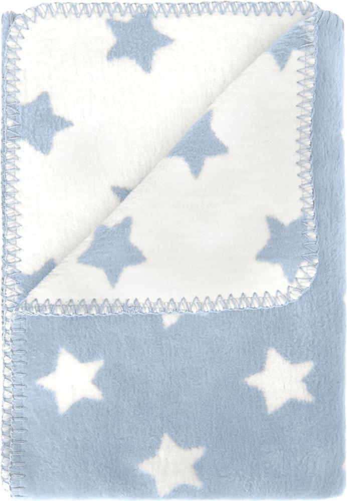 Babydecke blaue Babydecken aus 100% Bio-Baumwolle - hellblau und dunkelblau, kids&me, kuschelig weiche Decke für Babys mit Sternen ÖKOTEX Bild 1