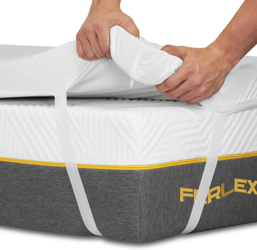 Ferlex - Wasserfester Memory Foam-Topper 160x200 cm | 100% viskoelastisch | Sehr weicher und kühler Tencel-Stoff | Höhe 5 cm | Atmungsaktive und abnehmbare matratzenschoner Bild 1