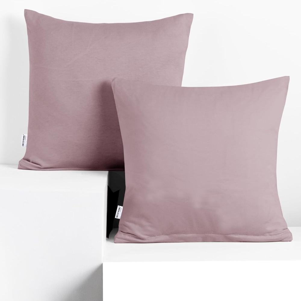 DecoKing 2 Kissenbezüge 40x40 cm Jersey 100% gekämmte Baumwolle Reißverschluss Erikafarben Amber Bild 1