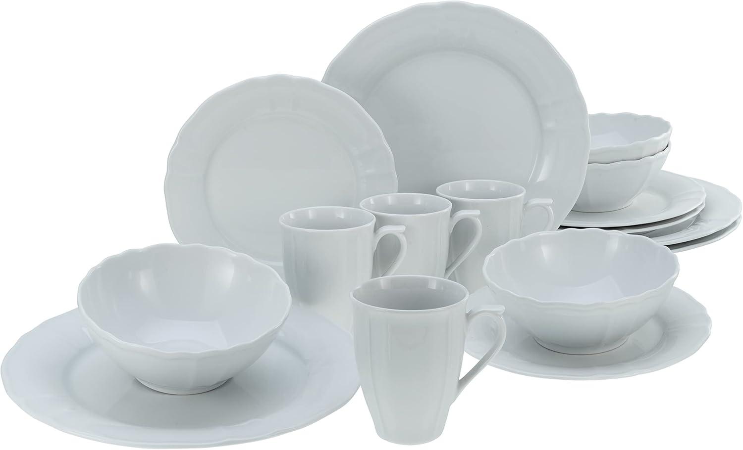 CreaTable 23820 Kombiservice Flora für 4 Personen, Porzellan, weiß (1 Set, 16-teilig) Bild 1