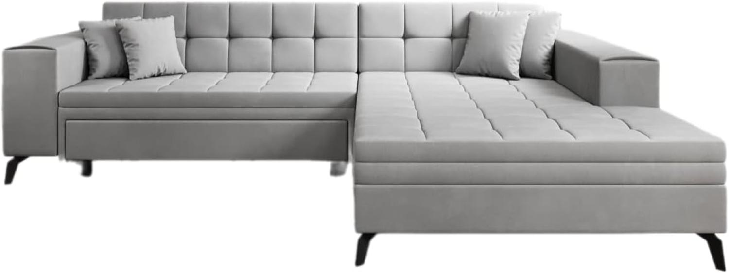 Designer Sofa Frida mit Schlaffunktion Samt Hellgrau Rechts Bild 1