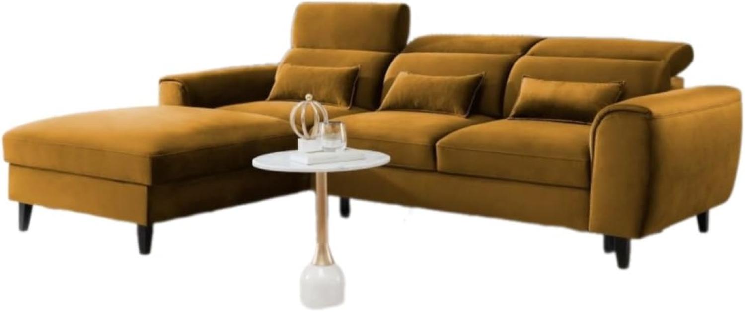 Designer Sofa Forino mit Schlaf- und Klappfunktion Senf Links Bild 1