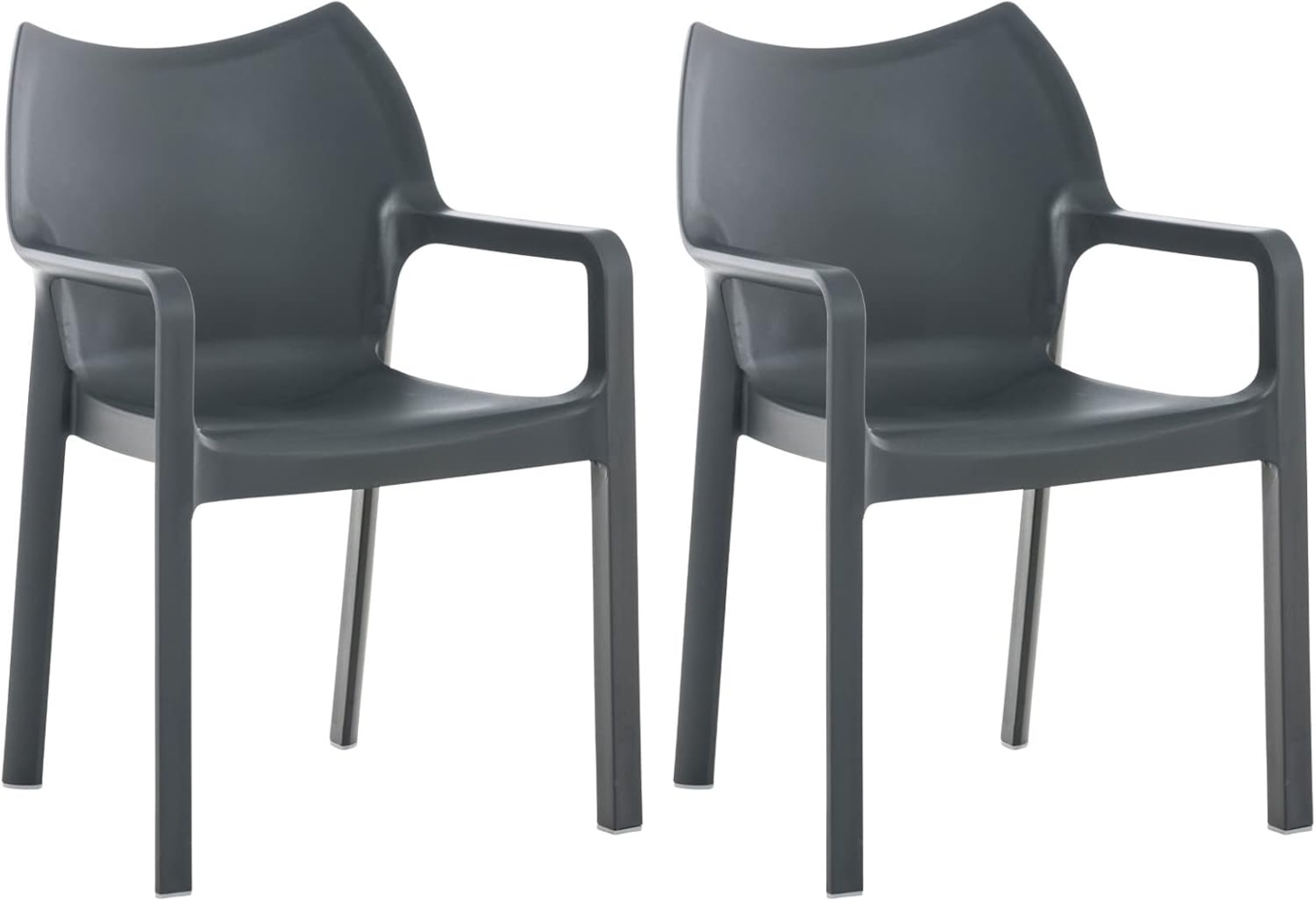 CLP 2er Set Stapelstuhl DIVA Kunststoff-Gartenstuhl mit Armlehnen,dunkelgrau Bild 1