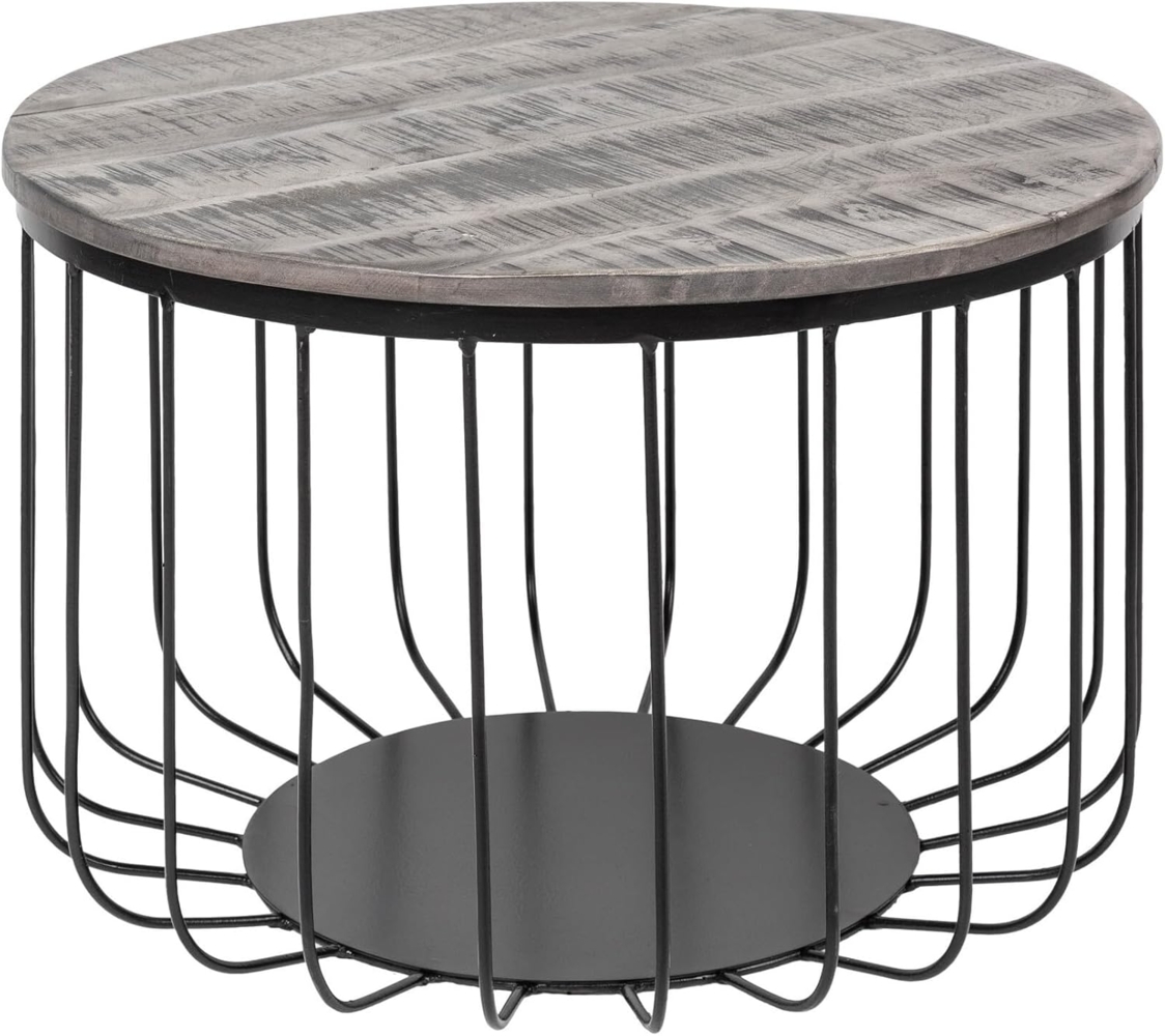 riess-ambiente Couchtisch FACTORY LOFT Ø60cm grau / schwarz (Einzelartikel, 1-St), Wohnzimmer · Mango-Massivholz · rund · Metall · handmade · Industrial Bild 1
