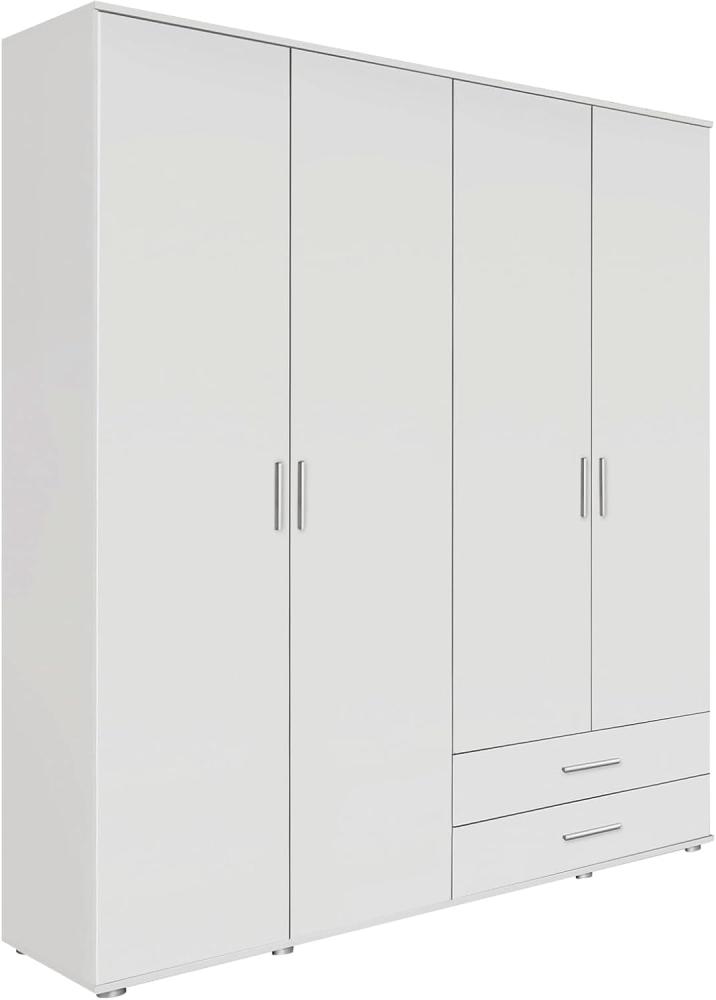 Rauch Möbel Rasant, Schrank Drehtürenschrank inklusive 2 Schubladen, 4-türig, Zubehörpaket Basic 3 Einlegeböden, 1 Kleiderstange, Weiß, 52 x 168 x 188 cm Bild 1