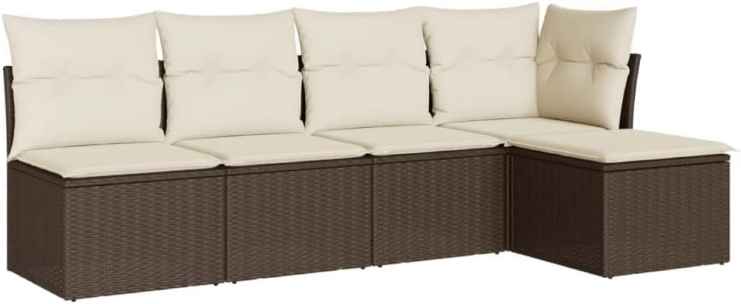 vidaXL 5-tlg. Garten-Sofagarnitur mit Kissen Braun Poly Rattan 3217523 Bild 1