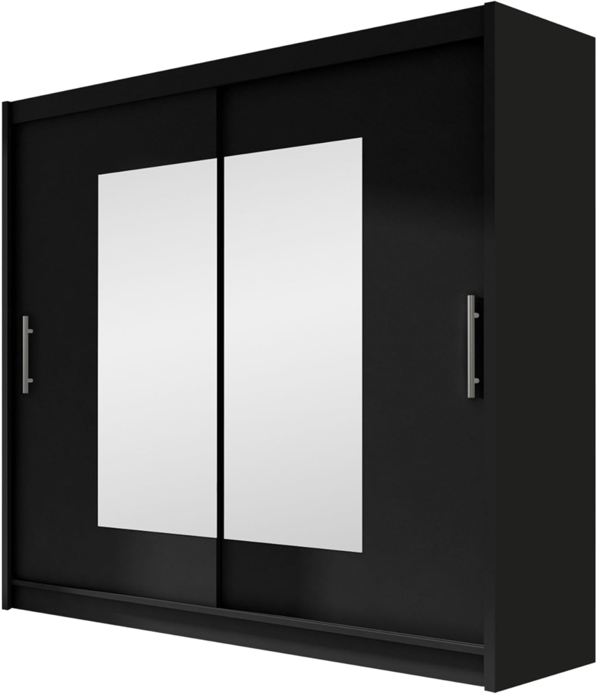 Kleiderschrank London VII, ohne Beleuchtung, Farbe: Schwarz / Spiegel Bild 1