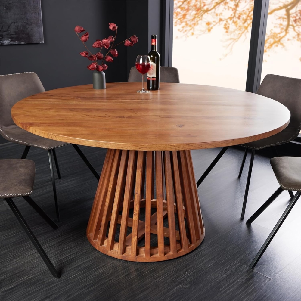 riess-ambiente Esstisch MAISON JADE Ø120cm natur · Küchentisch aus Akazie-Massivholz (Einzelartikel, 1-St), Säulenfuß · bis 6 Personen · rund · Esszimmer · Scandinavian Design Bild 1