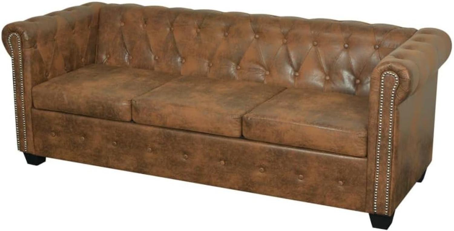 vidaXL Chesterfield Sofa 3-Sitzer Kunstleder Braun Bild 1