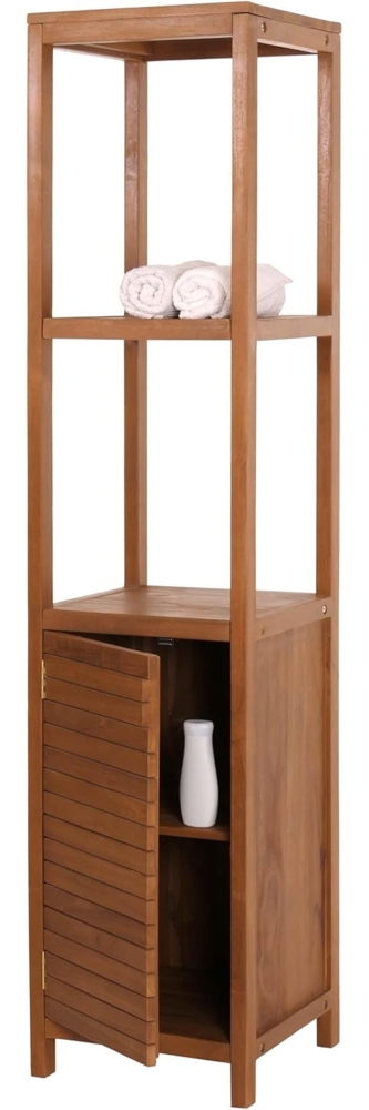 Teak-Regal HWC-M84, Badschrank Badregal Badezimmer, hochwertiges B-Grade-Teak (Kernholz, 20-30 Jahre), 180x40cm Bild 1