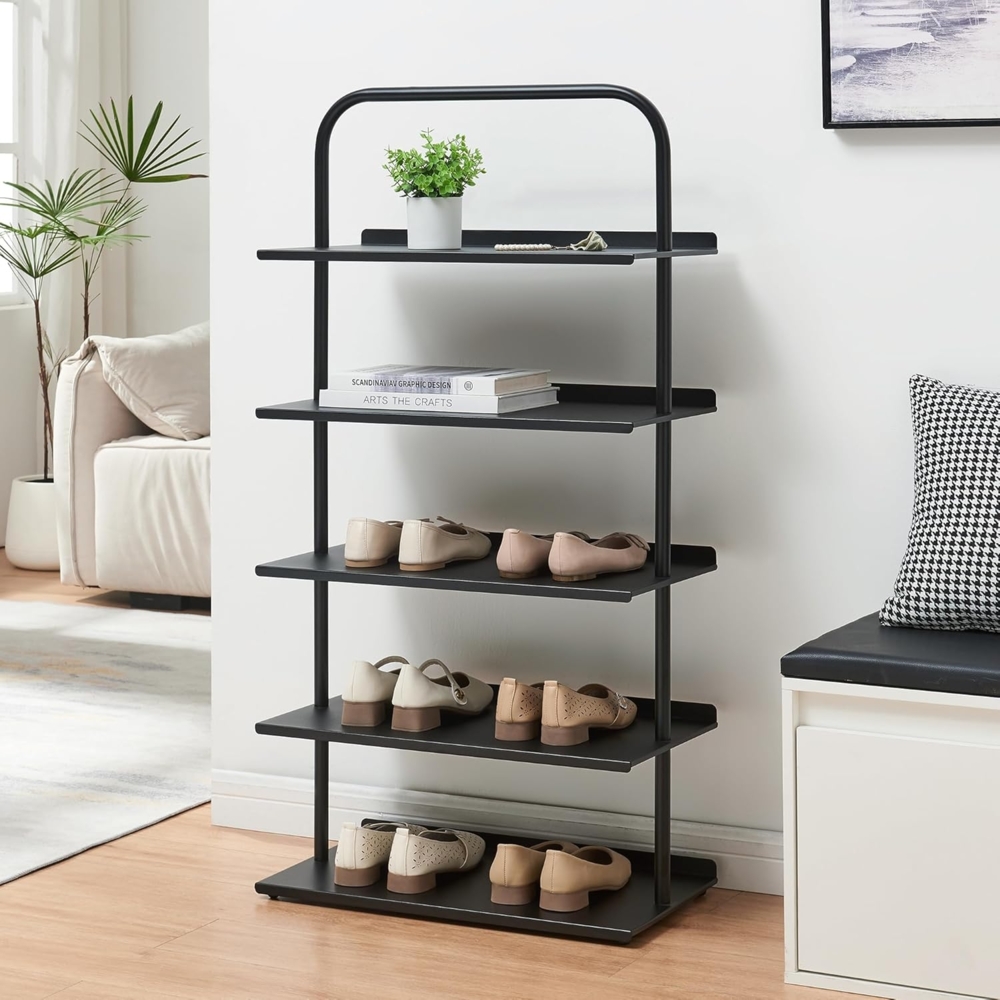 Schuhregal Poytya Stahl 119x60x32 cm Schwarz [en. casa] Bild 1