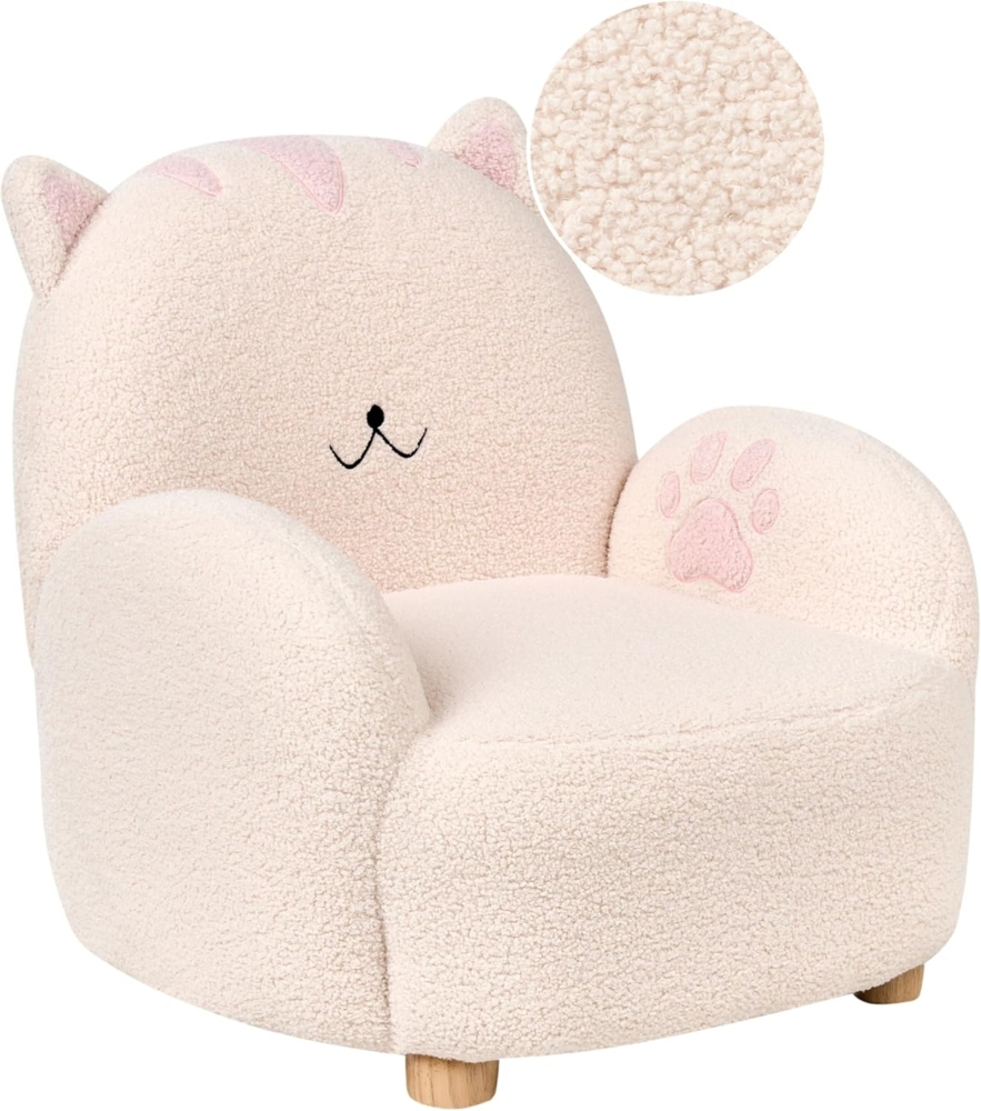 Kindersessel Katze ZOAR Bouclé Cremeweiß Bild 1