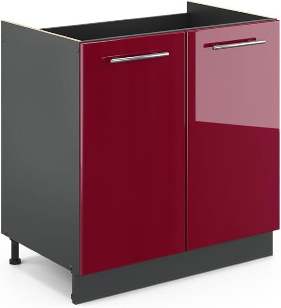 Vicco Spülenunterschrank 80 cm Küchenschrank Hängeschrank Küchenzeile Fame-Line (Bordeaux Hochglanz) Bild 1