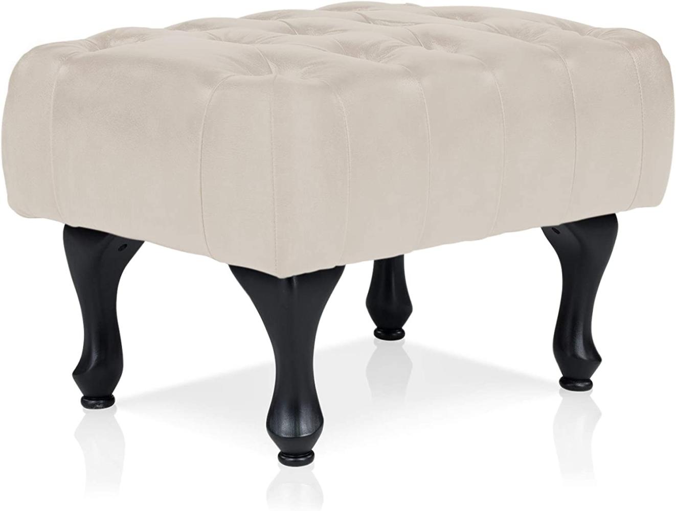 Möbel-Eins CHESTERFIELD Echtleder Hocker SHEFFIELD, weiss Bild 1