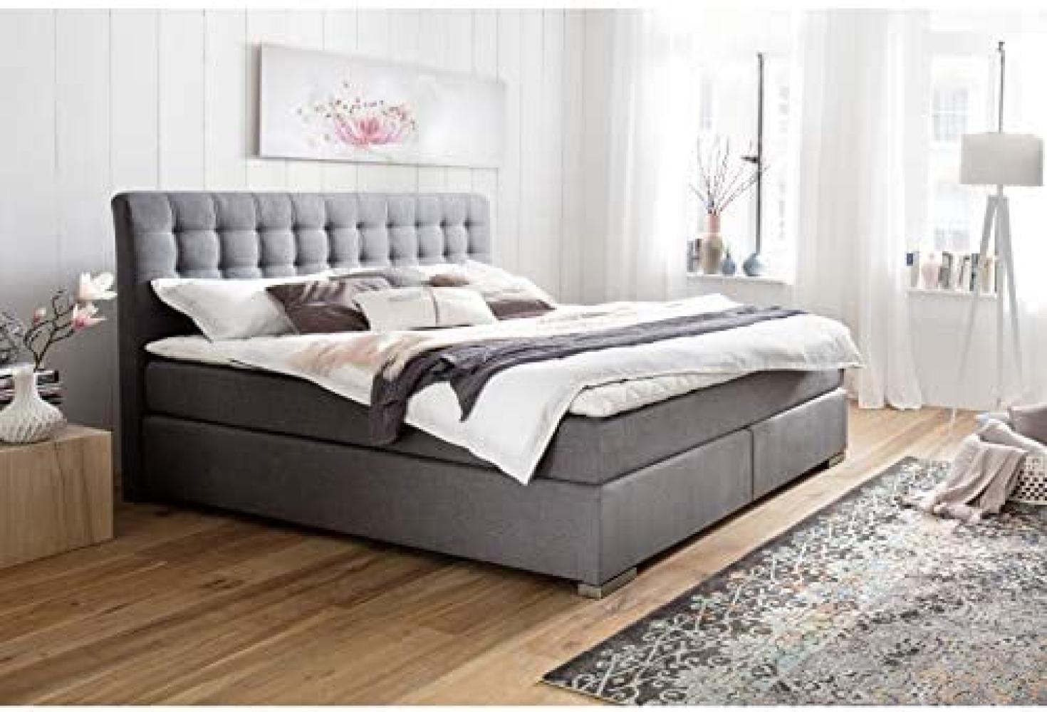 Boxspringbett Lenno - Stoffbezug Grau H3 200x200 cm Bild 1