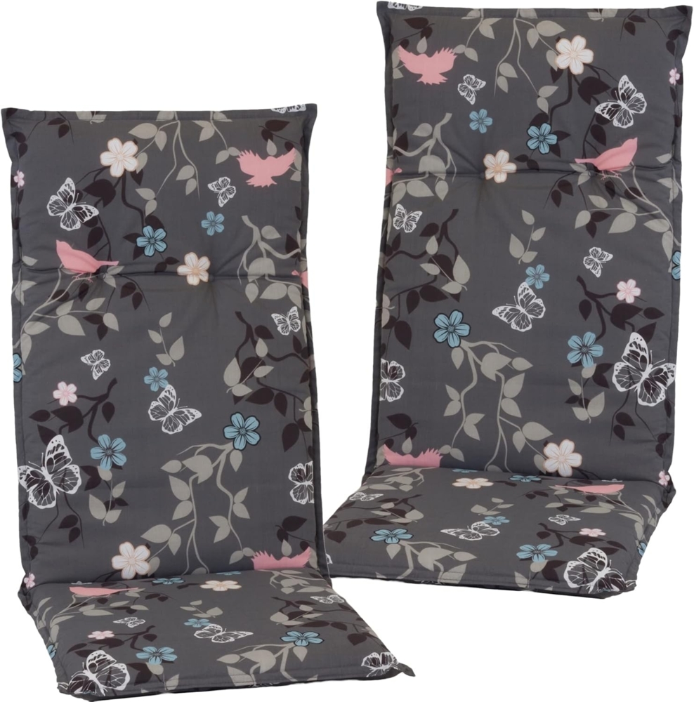 NYVI Hochlehnerauflage Hochlehner Auflagen 2er Set Barcelona - Gartenstuhlauflagen 118x50cm, (2 St), Stuhlauflage, Sitzauflage mit Halteband, UV-fest, Blumen Floral Bild 1
