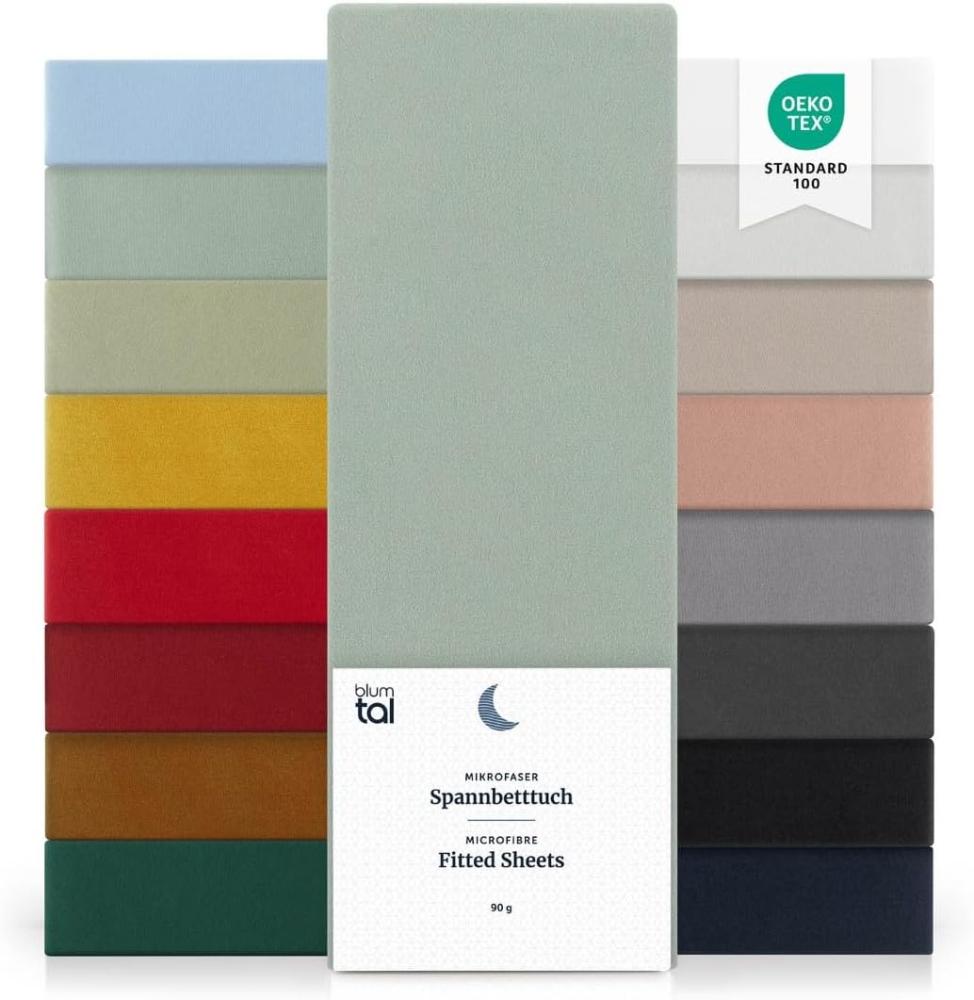 Blumtal® Spannbettlaken 90x200cm 2er Pack - Spannbettlaken Microfaser - Oekotext zertifizierte Bettlaken 90x200cm 2er Set - Spannbetttuch 90x200 cm - Bettbezug 90x200cm -Leintuch - Summer Green - Grün Bild 1