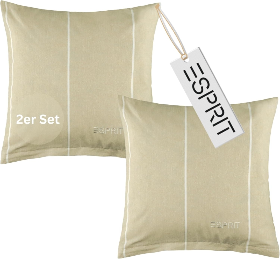 Esprit Bettwäsche HARPLINES Renforcé Kissenbezüge und Bettwäsche, Baumwolle, 2 teilig, 40 x 40 cm 2er Pack in Beige Bild 1