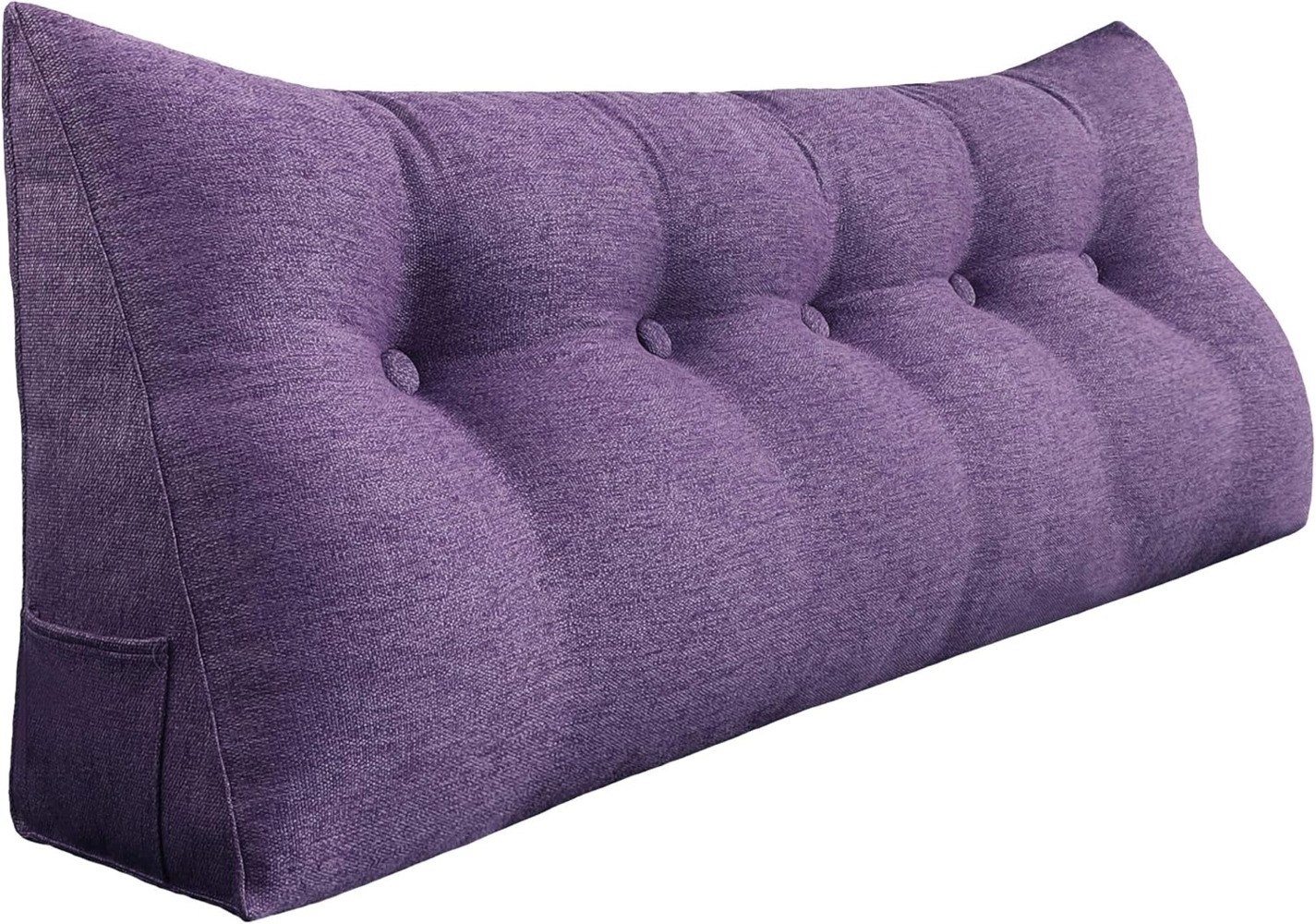 VERCART Großes Bettruhe Keilkissen, Lang Lesekissen, Dekoratives Kopfteilkissen, Dreieckiges Rückenkissen, Loungekissen für Tagesbett oder Couch, Leinenmischung Lavendel, 160cm Bild 1