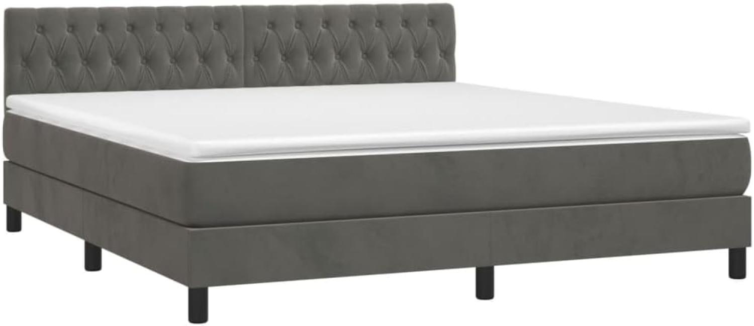 vidaXL Boxspringbett mit Matratze & LED Dunkelgrau 180x200 cm Samt 3134598 Bild 1