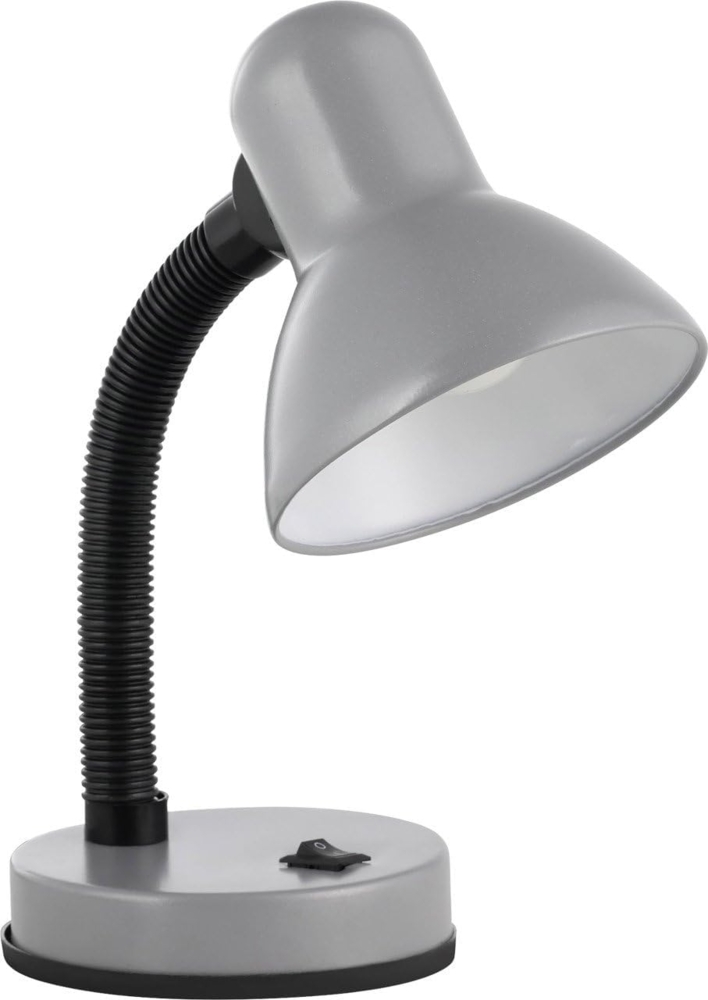 Eglo 90977 Büroleuchte BASIC 1 Kunststoff, Stahl, silber E27 max. 1X40W H:30cm mit Wippschalter Bild 1