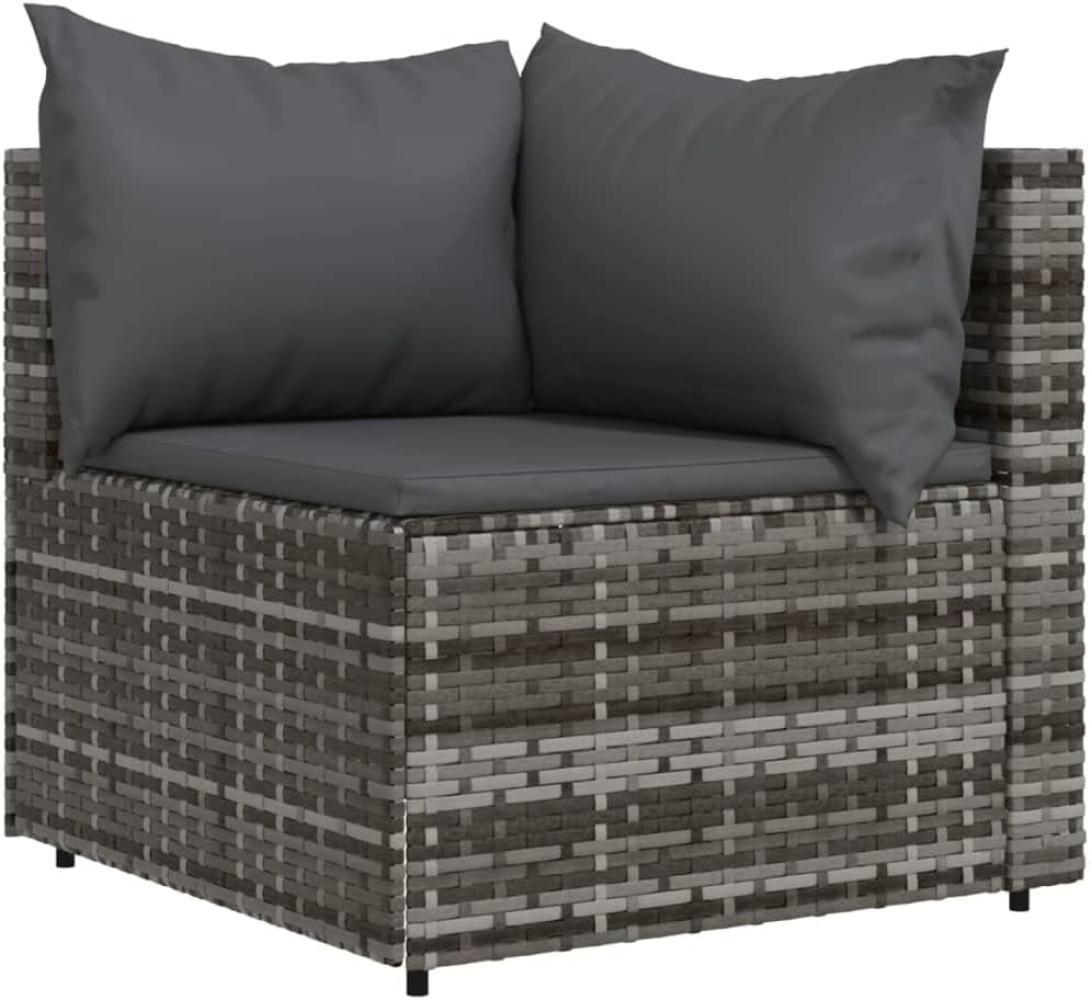 vidaXL Garten-Ecksofa mit Kissen Grau Poly Rattan 319761 Bild 1