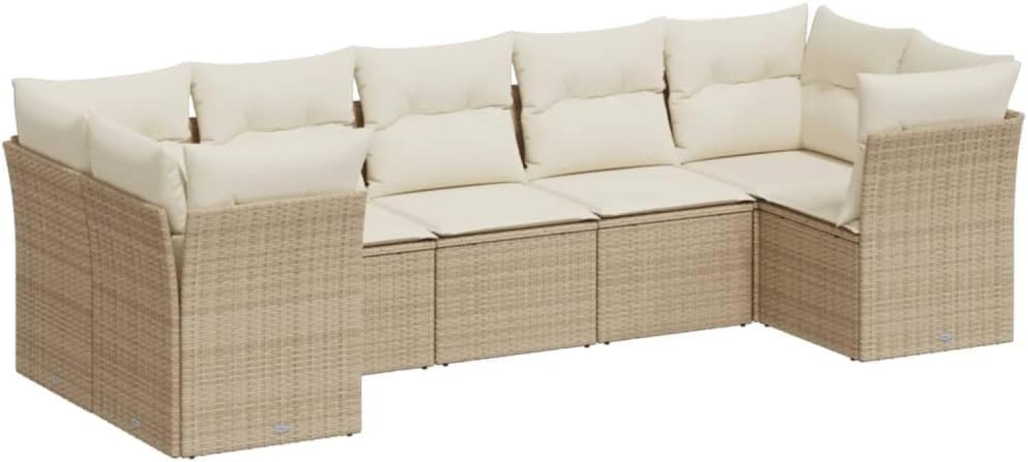 vidaXL 7-tlg. Garten-Sofagarnitur mit Kissen Beige Poly Rattan 3249957 Bild 1