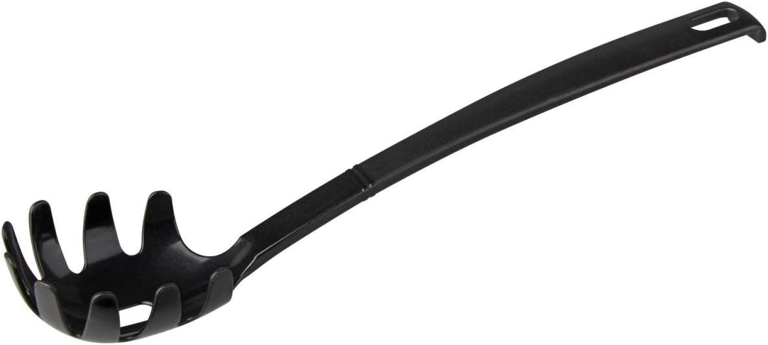 FACKELMANN 30cm hängbar Spaghettilöffel Nero, Küchenhelfer aus Kunststoff, Nudellöffel für beschichtete Pfannen und Töpfe (Farbe: Schwarz), Menge: 1 Stück Bild 1