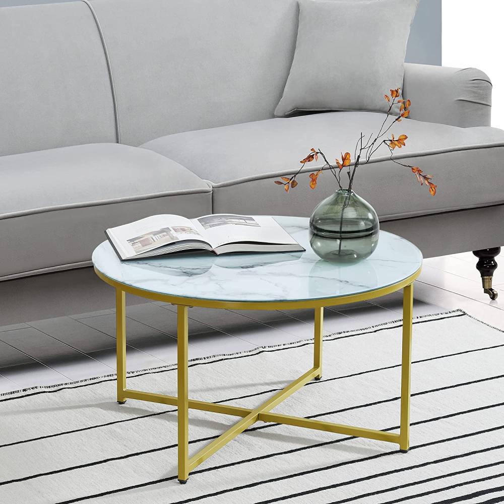 Couchtisch Uppvidinge 45x80cm Marmor, weiß / Gold [en. casa] Bild 1