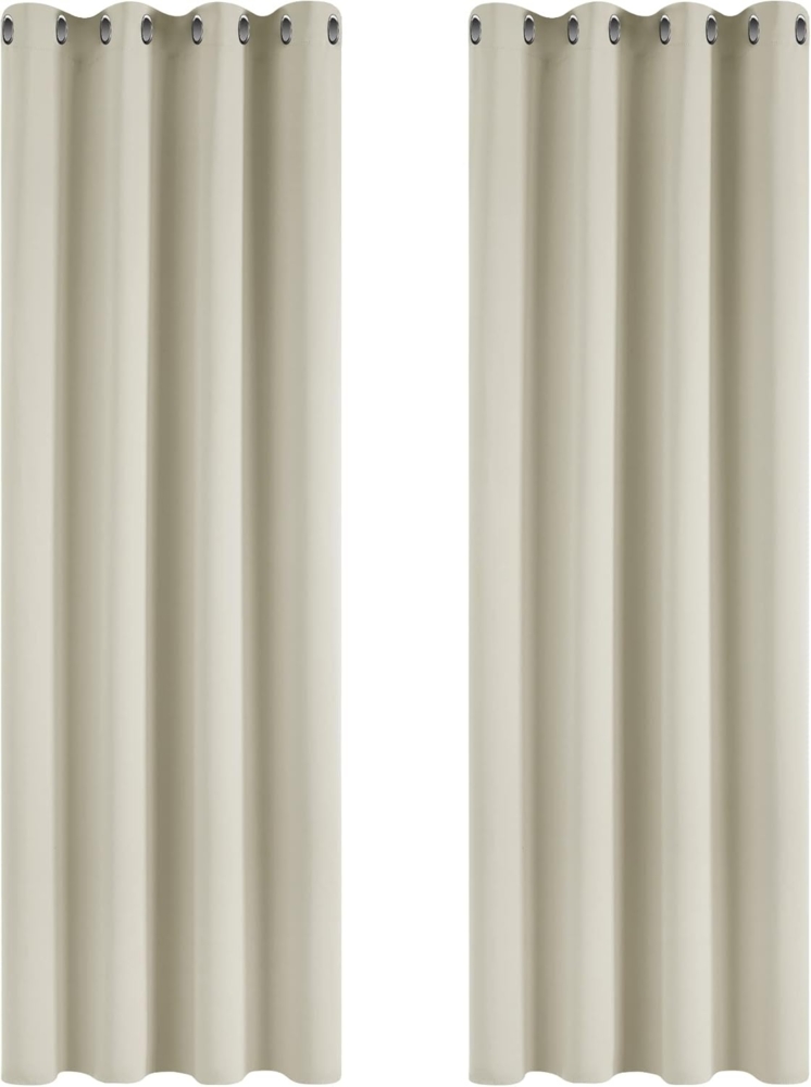 Deconovo Vorhang Verdunkelung Verdunkelungsvorhang Ösen Gardinen Thermo gegen Kälte Wohnzimmer, 245x140 cm(HöhexBreite), Creme, 2er Set Bild 1