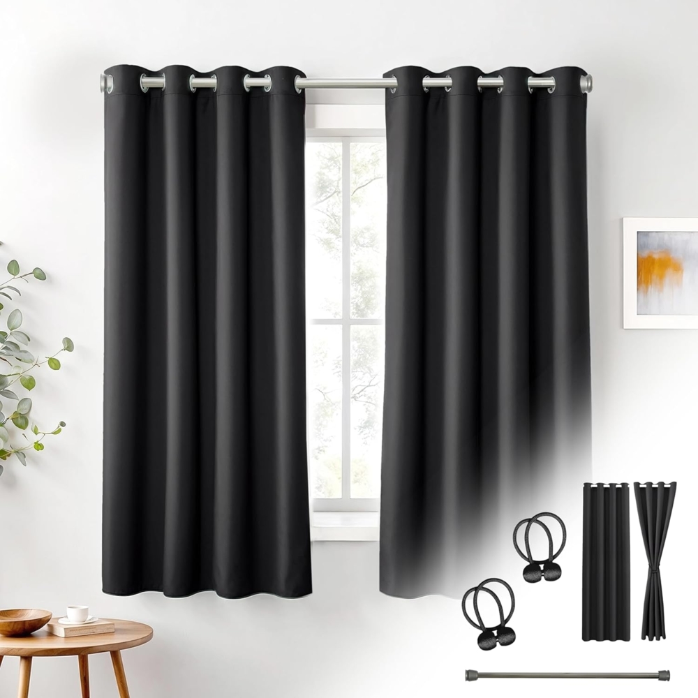 Cozyor Verdunkelungsvorhang Set mit 2x Vorhang + 2x Magnethalter + wahlweise mit Stange, Ösen (2 St), verdunkelnd, Mikrofaser Polyester Bild 1