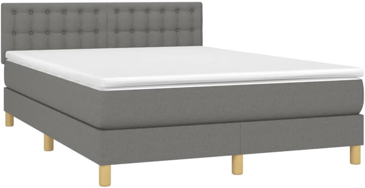 vidaXL Boxspringbett mit Matratze Dunkelgrau 140x190 cm Stoff 3140930 Bild 1