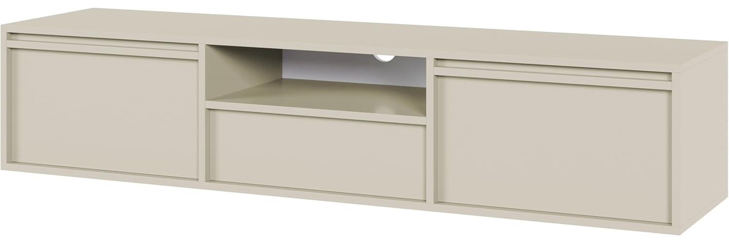 Selsey Evo - TV-Hängeboard 2-türig mit Schublade, Taupe, 154 cm Bild 1