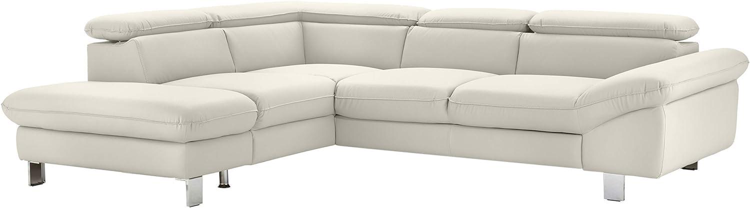 Mivano Ecksofa Driver mit Ottomane links, Ledercouch im modernen Design, Inkl. verstellbare Kopfstützen, 266 x 73 x 214, Kunstleder, Weiß Bild 1