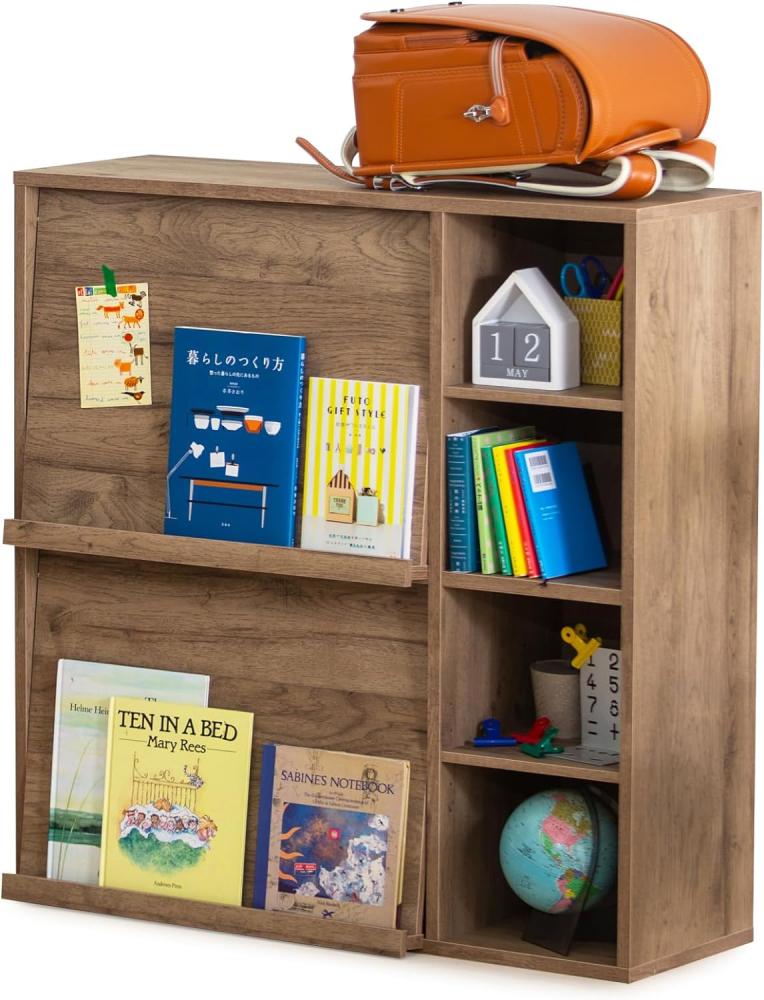 Iris Ohyama, Möbel, Regal, Bücherregal, mit 2 Klapptüren und 4 Fächern, Modular, Büro, Schlafzimmer, Wohnzimmer, Esszimmer - Flap Rack FR-F2- Aschbraun Bild 1